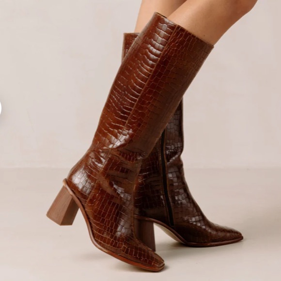 ALOHAS Shoes - Alohas East Alli Brown Croc Knee High Boots